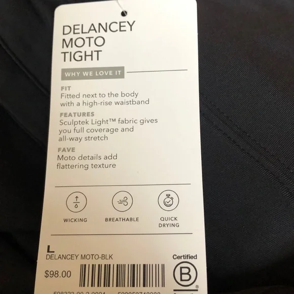 Athleta Delancey Moto Tight Black Large - Picture 11 of 11